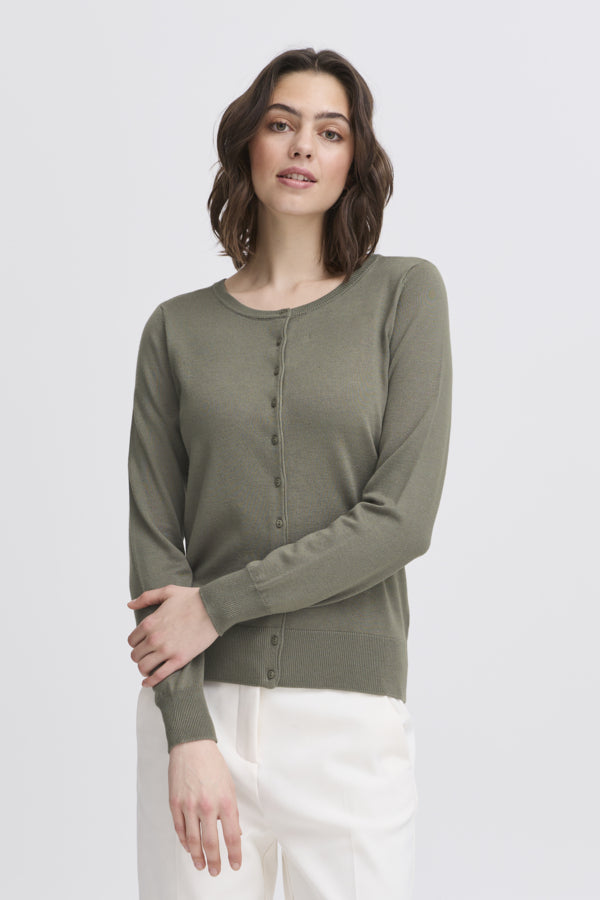 FRZUBASIC CARDIGAN AGAVE GRØNN