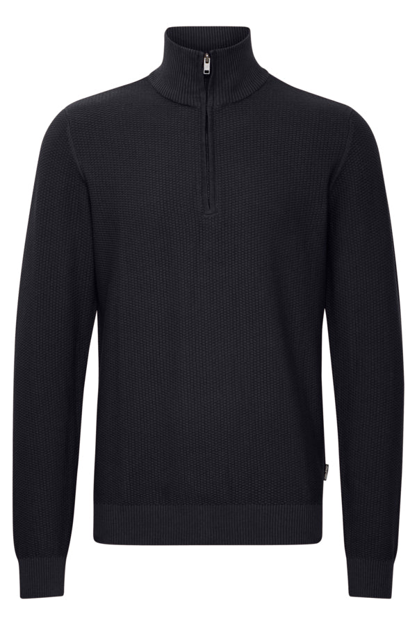 KNITTED ZIP-PULLOVER SVART