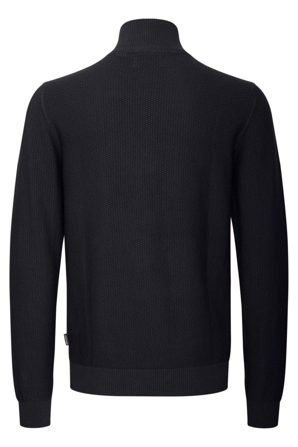 KNITTED ZIP-PULLOVER SVART