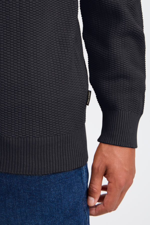 KNITTED ZIP-PULLOVER SVART