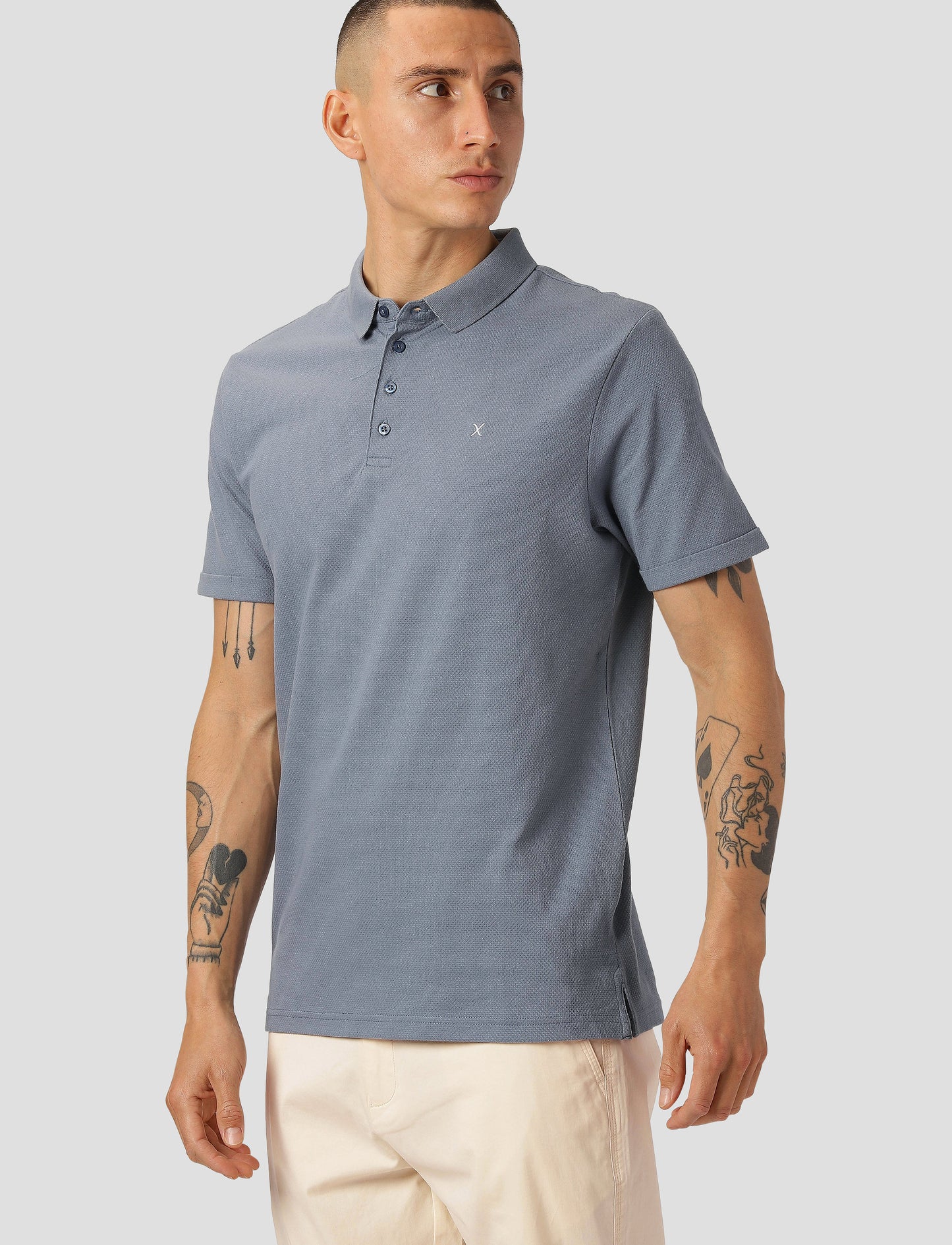 SILKEBORG STRETCH POLO DUSTY BLUE