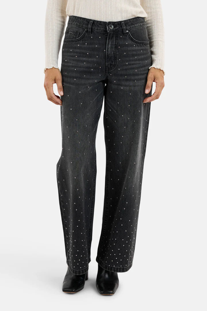 WASHED BLACK JEANS MED NAGLER